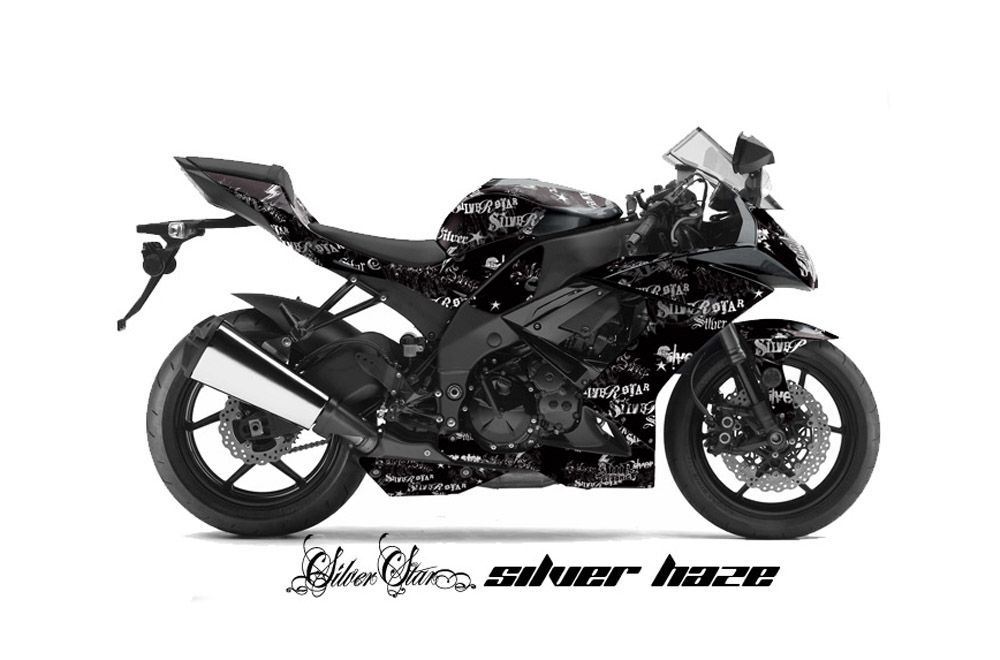 Kawasaki ZX10 Ninja Graphic Kit - 2008-2009 Silver Star Silverhaze Black