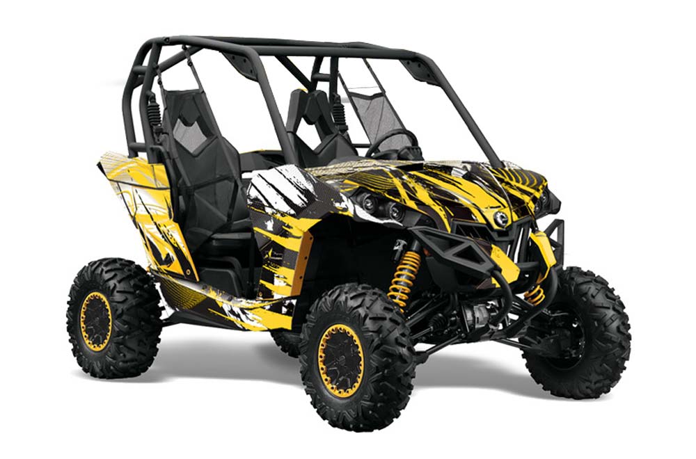 Can-Am Maverick 1000 X RS R Graphic Kit - 2013-2016 Carbon X Yellow
