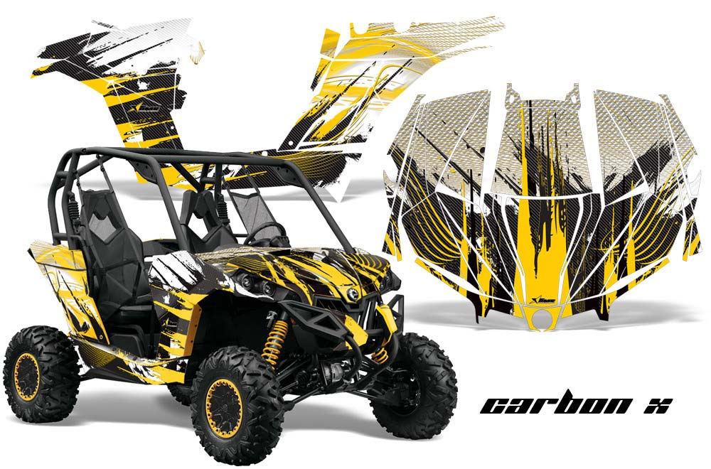 Can-Am Maverick 1000 X RS R Graphic Kit - 2013-2016 Carbon X Yellow