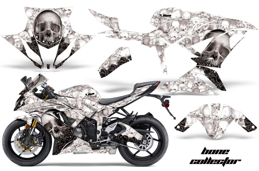 Kawasaki 636 ZX6-R Ninja Graphic Kit - 2013-2016 Bone Collector White