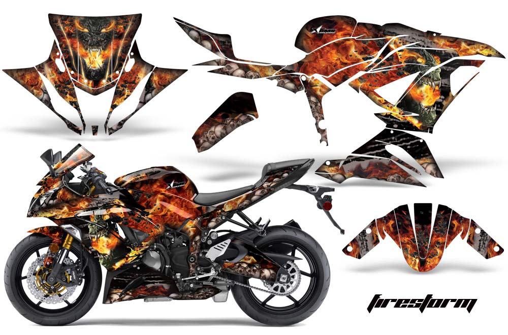 Kawasaki 636 ZX6-R Ninja Graphic Kit - 2013-2016 Firestorm Black