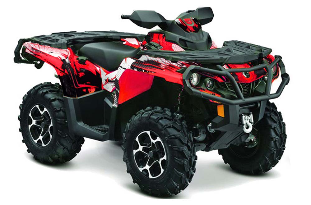Can Am Outlander 500 / 650 / 800 / 800R / 1000 XT-P ATV Graphic Kit - 2013-2016 Carbon X Red