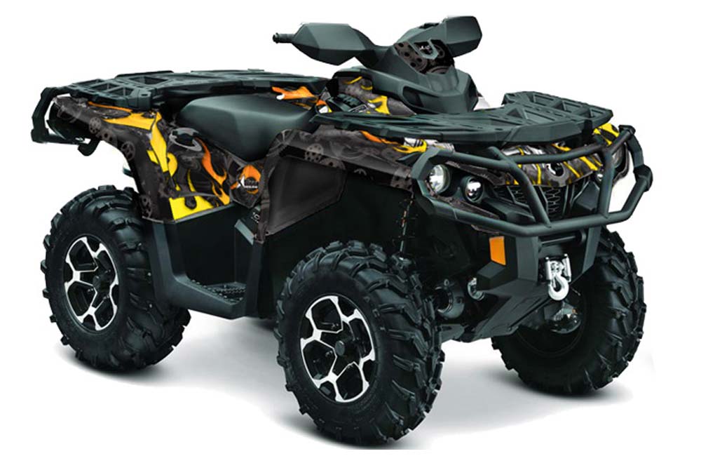 Can Am Outlander 500 / 650 / 800 / 800R / 1000 XT-P ATV Graphic Kit - 2013-2016 Motorhead Black