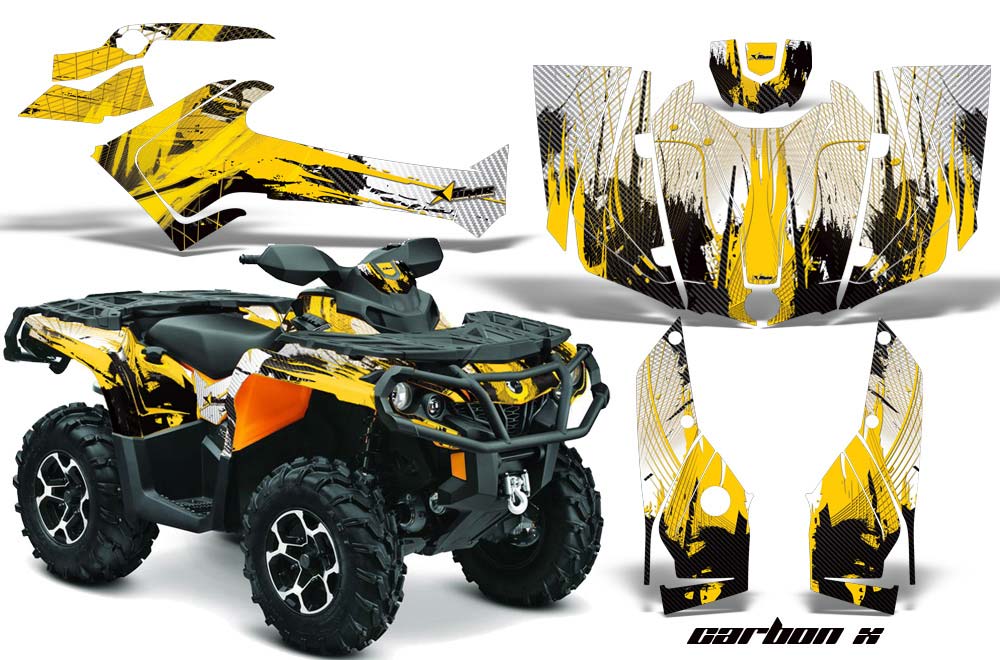 Can Am Outlander 500 / 650 / 800 / 800R / 1000 XT-P ATV Graphic Kit - 2013-2016 Carbon X Yellow