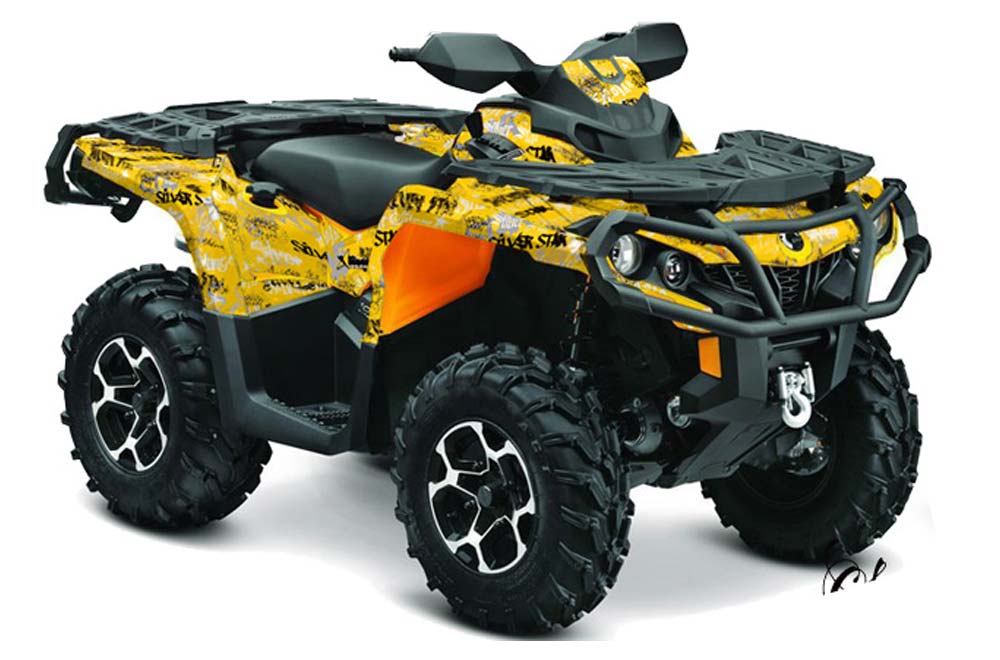 Can Am Outlander XMR / MAX / XT ATV Graphic Kit - 2006-2011 Silver Star - -Silver Haze Yellow