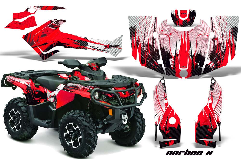 Can Am Outlander XMR / MAX / XT ATV Graphic Kit - 2006-2011 Carbon X Red