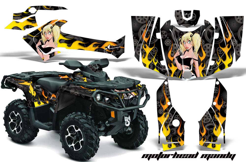 Can Am Outlander XMR / MAX / XT ATV Graphic Kit - 2006-2011 Motorhead Mandy Black