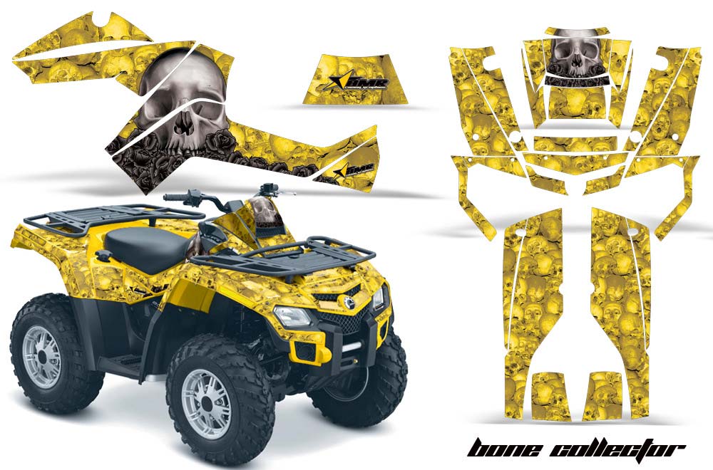 Can Am Outlander EFI 500 / 650 ATV Graphic Kit - 2012-2015 Bone Collector Yellow