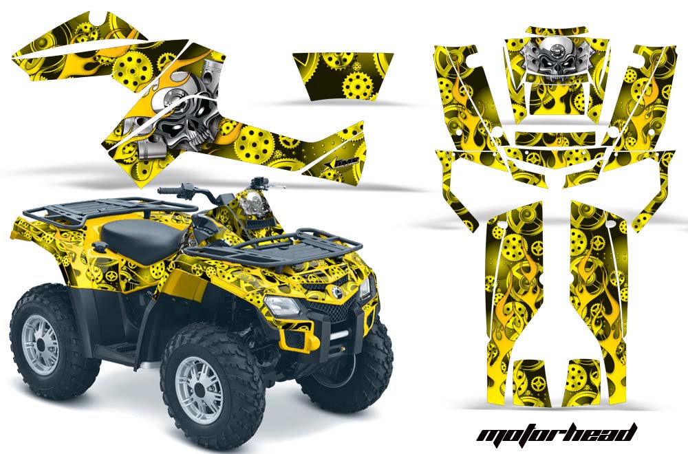 Can Am Outlander EFI 500 / 650 ATV Graphic Kit - 2012-2015 Motorhead Yellow