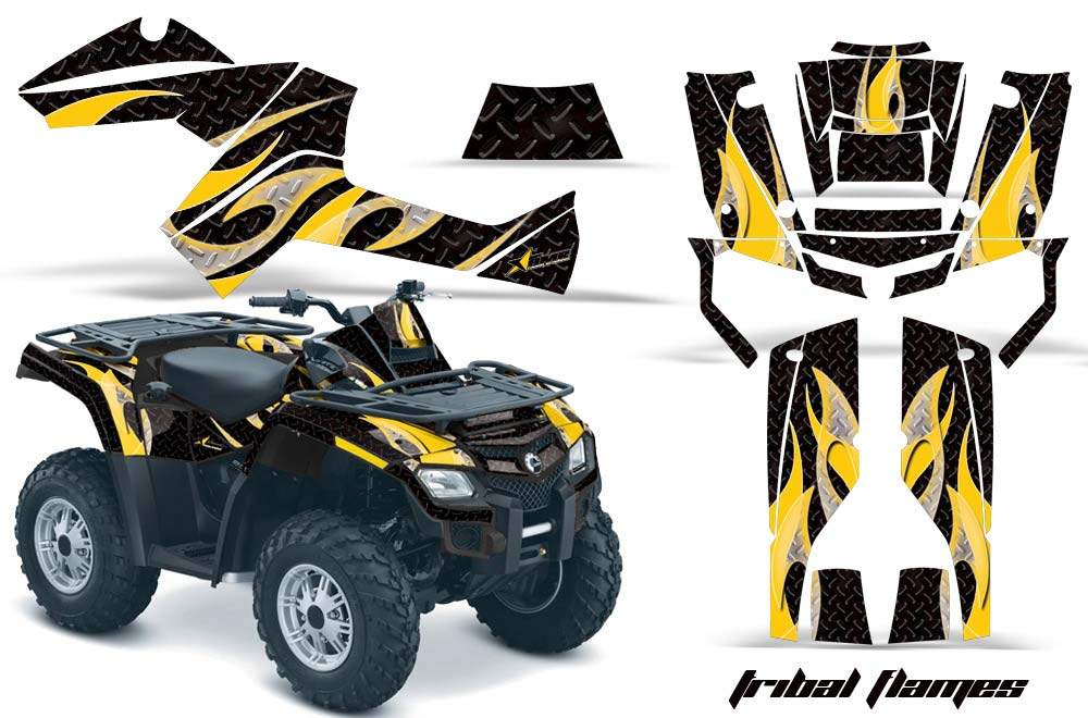 Can Am Outlander EFI 500 / 650 ATV Graphic Kit - 2012-2015 Tribal Flames Yellow