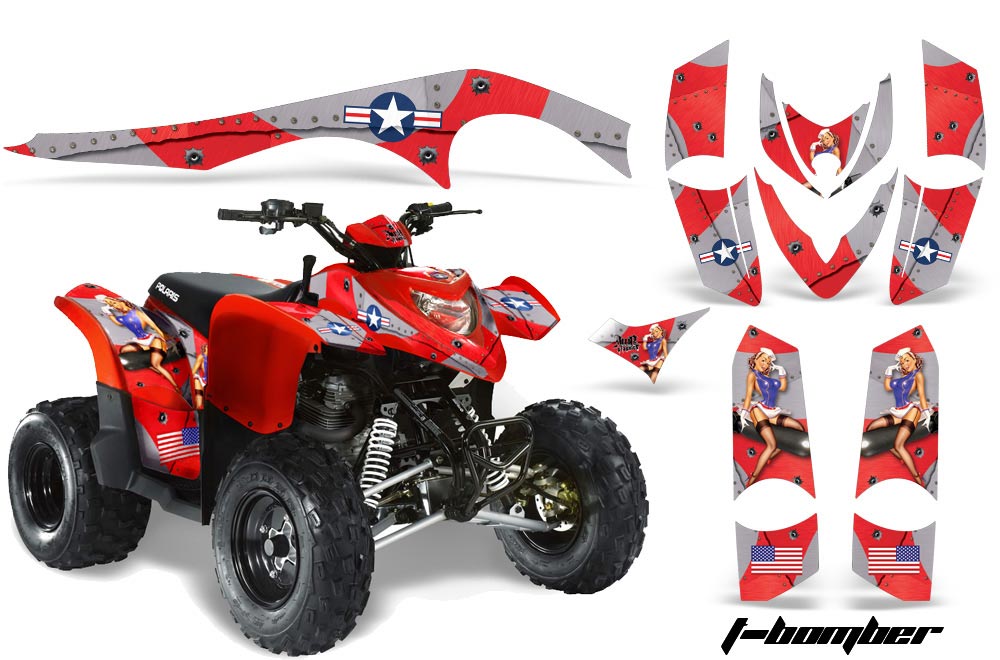 Polaris Phoenix 200 ATV Graphic Kit - 2005-2016 Silver Star - Silverhaze Red