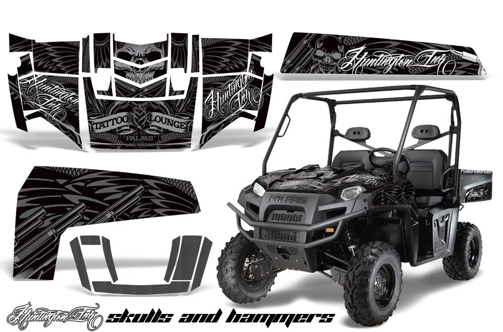 Polaris Ranger XP 500 / 700 4x4 EFI Graphic Kit - 2009 Skulls N Hammers Silver