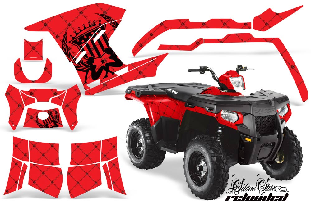 Polaris Sportsman 800 / 500 ATV Graphic Kit - 2011-2015 Silver Star - Reloaded Black