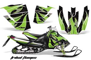 Arctic Cat Sno Pro Race 500 / 600 Sled Graphic Kit - 2008-2011 Tribal Flames Green