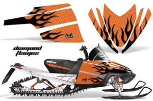 Arctic Cat M Series / Crossfire Sled Graphic Kit - All Years Diamond Flames Orange