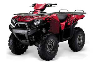 Kawasaki Brute Force 750 / 750i ATV Graphic Kit - 2005-2011 Diamond Flames Black