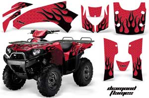 Kawasaki Brute Force 650i 4x4 ATV Graphic Kit - 2004-2012 Diamond Flames Black