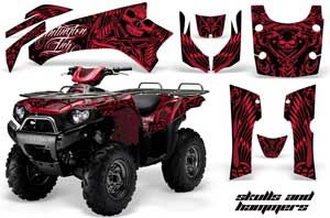 Kawasaki Brute Force 750 / 750i ATV Graphic Kit - 2005-2011 Skulls and Hammers Red