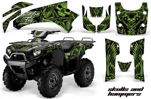 Kawasaki Brute Force 750 / 750i ATV Graphic Kit - 2005-2011 Skulls and Hammers Green