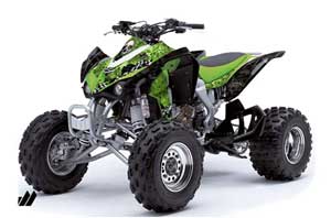 Kawasaki KFX 450 ATV Graphic Kit - 2008-2015 Checkered Skull Green