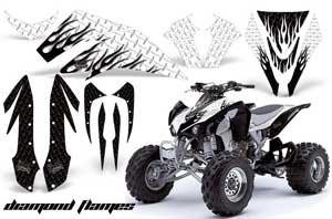 Kawasaki KFX 450 ATV Graphic Kit - 2008-2015 Diamond Flames Black