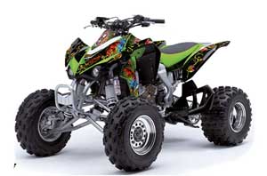 Kawasaki KFX 450 ATV Graphic Kit - 2008-2015 Ed Hardy - Pirates Green