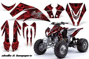 Kawasaki KFX 450 ATV Graphic Kit - 2008-2015 Skulls and Hammers Red