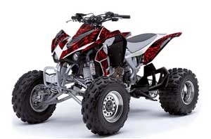 Kawasaki KFX 450 ATV Graphic Kit - 2008-2015 Skulls and Hammers Red