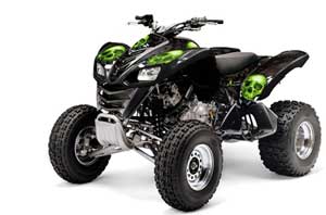 Kawasaki KFX 700 ATV Graphic Kit - 2004-2009 Checkered Skull Green