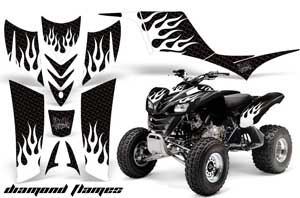 Kawasaki KFX 700 ATV Graphic Kit - 2004-2009 Diamond Flames White