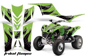 Kawasaki KFX 700 ATV Graphic Kit - 2004-2009 Tribal Flames Black