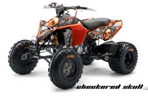 KTM 450 / 505 / 525 ATV Graphic Kit - 2008-2010 Checkered Skull Orange