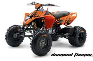 KTM 450 / 505 / 525 ATV Graphic Kit - 2008-2010 Diamond Flames Black