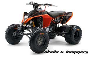 KTM 450 / 505 / 525 ATV Graphic Kit - 2008-2010 Skulls and Hammers Silver