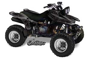 Yamaha Warrior 350 ATV Graphic Kit - All Years Skulls N Hammers Silver