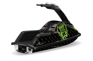 Yamaha Superjet Round Nose Jet Ski Graphic Kit - All Years Silver Star - Reloaded Green