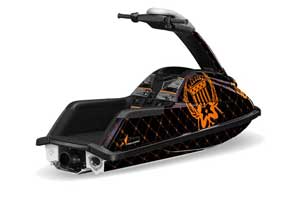 Yamaha Superjet Round Nose Jet Ski Graphic Kit - All Years Silver Star - Reloaded Orange