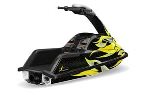 Yamaha Superjet Round Nose Jet Ski Graphic Kit - All Years Tribal Flames Yellow