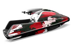 Yamaha Superjet Square Nose Jet Ski Graphic Kit - All Years Carbon X Red