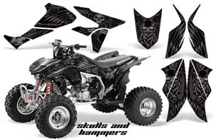 Honda TRX 450R ATV Graphic Kit - 2004-2016 Skulls and Hammers Silver