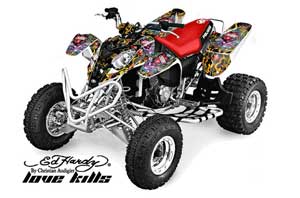 Polaris Predator 500 ATV Graphic Kit - 2002-2011 Ed Hardy - Love Kills Black