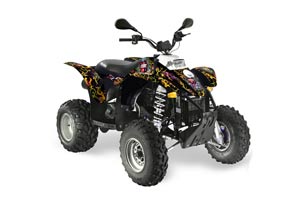 Polaris Scrambler / Trailblazer 500 ATV Graphic Kit - 1985-2009 Ed Hardy - Love Kills Black