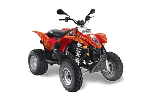 Polaris Scrambler / Trailblazer 500 ATV Graphic Kit - 1985-2009 Ed Hardy - Love Kills Red