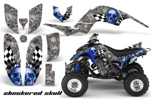 Yamaha Raptor 660 ATV Graphic Kit - 2001-2005 Checkered Skull Blue