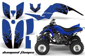 Yamaha Raptor 660 ATV Graphic Kit - 2001-2005 Diamond Flames Blue