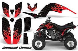 Yamaha Raptor 660 ATV Graphic Kit - 2001-2005 Diamond Flames Red