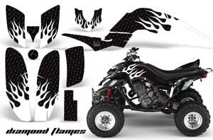 Yamaha Raptor 660 ATV Graphic Kit - 2001-2005 Diamond Flames White