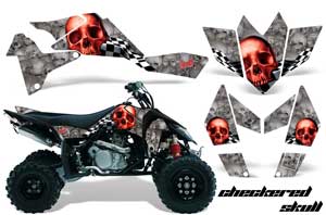 Suzuki LTR 450 ATV Graphic Kit - 2006-2009 Checkered Skull Red