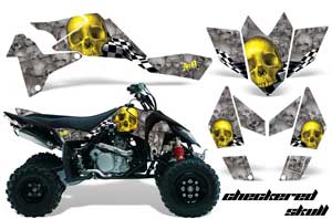 Suzuki LTR 450 ATV Graphic Kit - 2006-2009 Checkered Skull Yellow