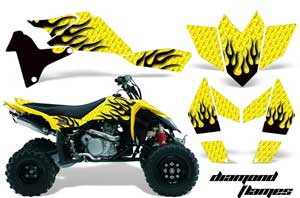 Suzuki LTR 450 ATV Graphic Kit - 2006-2009 Diamond Flames Yellow
